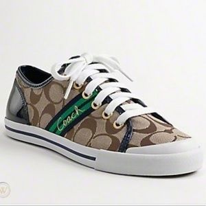 Coach Folly Khaki Jacquard Lace Up Sneakers